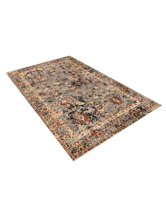 Blue 6' 1 x 9' Saturn Rectangle Area Rug Stain Resistant Easy Clean Classic Vintage Design Durable Carpet for Affordable Home Interiors for Sale at Rug Engine