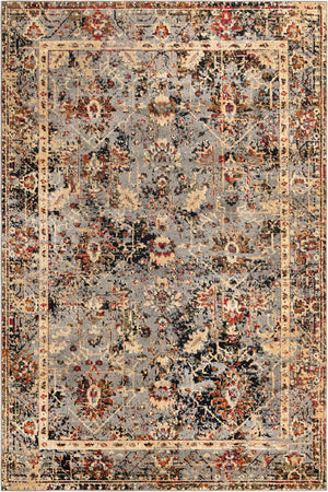 Blue 6' 1 x 9' Saturn Rectangle Area Rug Stain Resistant Easy Clean Classic Vintage Design Durable Carpet for Affordable Home Interiors for Sale at Rug Engine