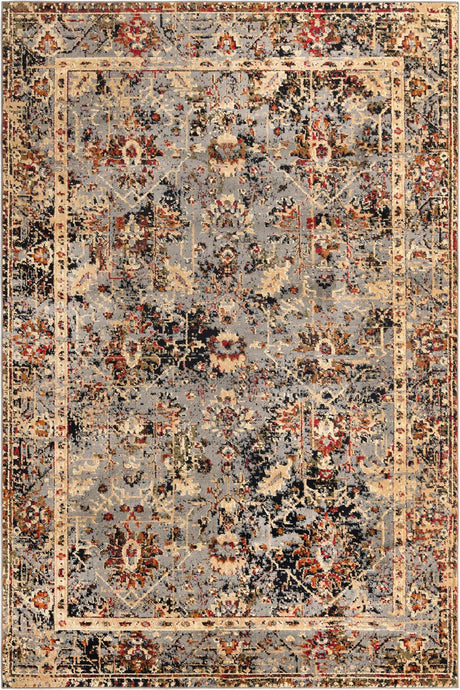 Blue 6' 1 x 9' Saturn Rectangle Area Rug Stain Resistant Easy Clean Classic Vintage Design Durable Carpet for Affordable Home Interiors for Sale at Rug Engine