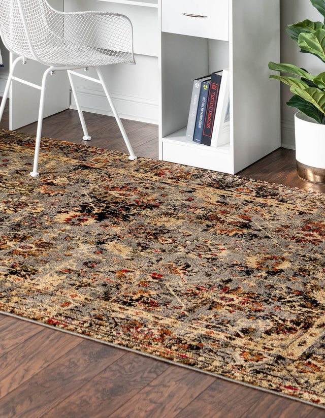 Blue 6' 1 x 9' Saturn Rectangle Area Rug Stain Resistant Easy Clean Classic Vintage Design Durable Carpet for Affordable Home Interiors for Sale at Rug Engine