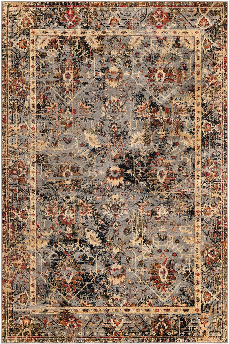 Blue 5' 3 x 8' Saturn Rectangle Area Rug Stain Resistant Easy Clean Classic Vintage Design Durable Carpet for Affordable Home Interiors for Sale at Rug Engine