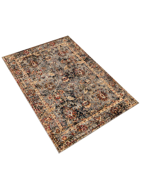 Blue 4' 1 x 6' 1 Saturn Rectangle Area Rug Stain Resistant Easy Clean Classic Vintage Design Durable Carpet for Affordable Home Interiors for Sale at Rug Engine
