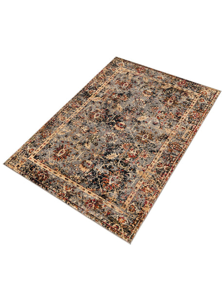 Blue 4' 1 x 6' 1 Saturn Rectangle Area Rug Stain Resistant Easy Clean Classic Vintage Design Durable Carpet for Affordable Home Interiors for Sale at Rug Engine