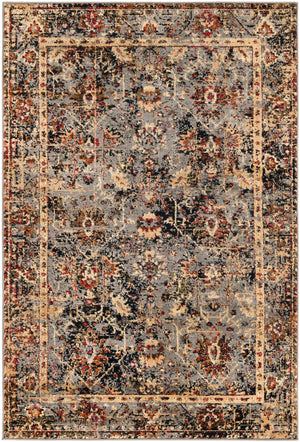 Blue 4' 1 x 6' 1 Saturn Rectangle Area Rug Stain Resistant Easy Clean Classic Vintage Design Durable Carpet for Affordable Home Interiors for Sale at Rug Engine