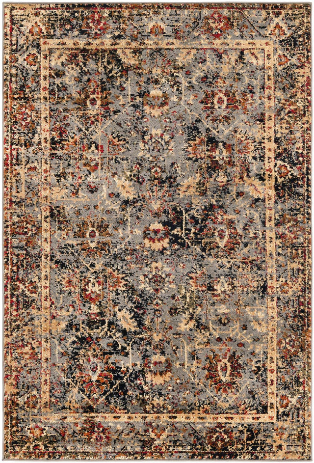 Blue 4' 1 x 6' 1 Saturn Rectangle Area Rug Stain Resistant Easy Clean Classic Vintage Design Durable Carpet for Affordable Home Interiors for Sale at Rug Engine
