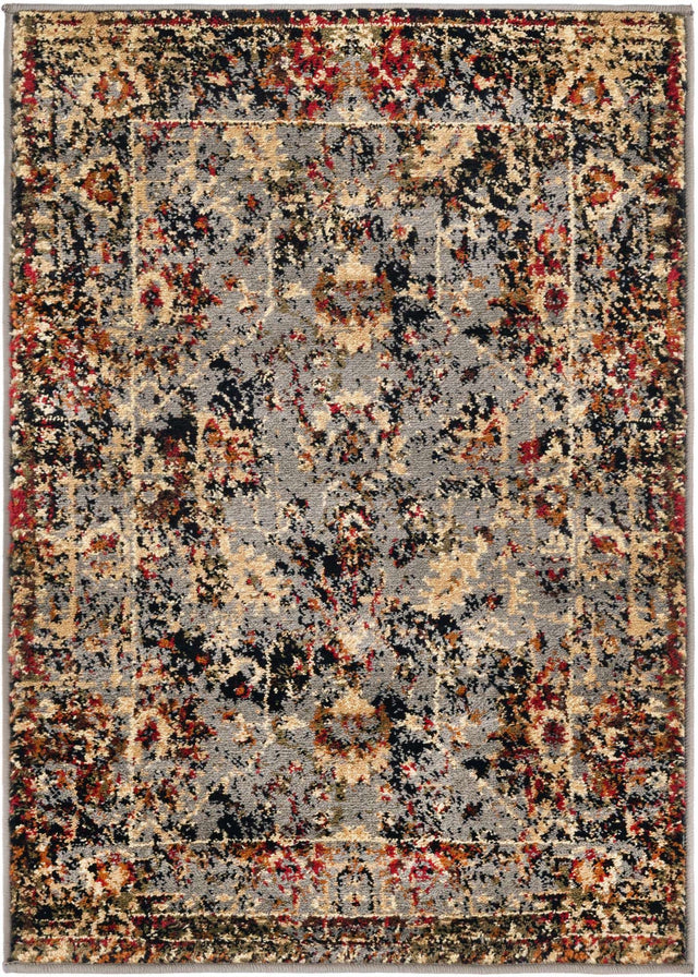Blue 2' x 3' 1 Saturn Rectangle Area Rug Stain Resistant Easy Clean Classic Vintage Design Durable Carpet for Affordable Home Interiors for Sale at Rug Engine