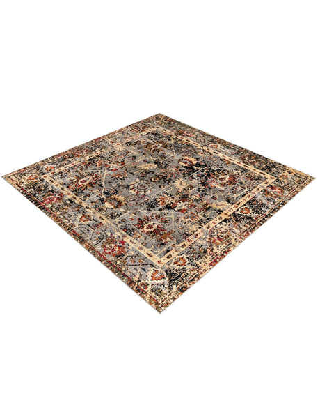 Blue 5' 3 x 5' 3 Saturn Square Area Rug Stain Resistant Easy Clean Classic Vintage Design Durable Carpet for Affordable Home Interiors for Sale at Rug Engine