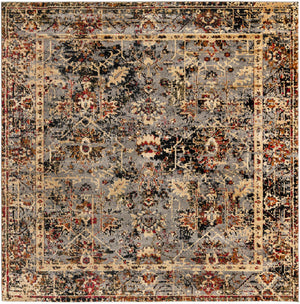 Blue 7' 10 x 7' 10 Saturn Square Area Rug Stain Resistant Easy Clean Classic Vintage Design Durable Carpet for Affordable Home Interiors for Sale at Rug Engine