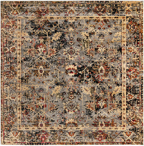 Blue 7' 10 x 7' 10 Saturn Square Area Rug Stain Resistant Easy Clean Classic Vintage Design Durable Carpet for Affordable Home Interiors for Sale at Rug Engine