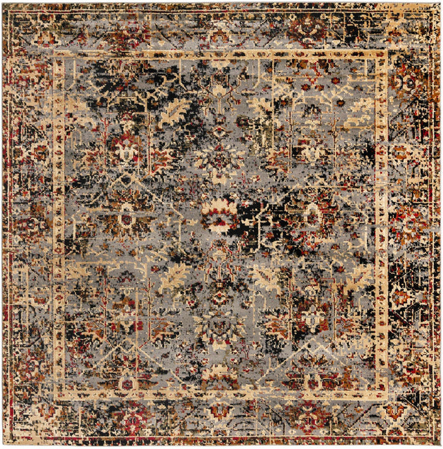 Blue 7' 10 x 7' 10 Saturn Square Area Rug Stain Resistant Easy Clean Classic Vintage Design Durable Carpet for Affordable Home Interiors for Sale at Rug Engine