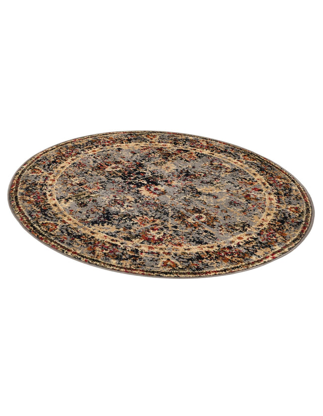 Blue 3' 1 x 3' 1 Saturn Round Area Rug Stain Resistant Easy Clean Classic Vintage Design Durable Carpet for Affordable Home Interiors for Sale at Rug Engine
