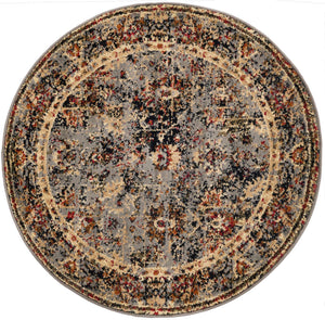 Blue 3' 1 x 3' 1 Saturn Round Area Rug Stain Resistant Easy Clean Classic Vintage Design Durable Carpet for Affordable Home Interiors for Sale at Rug Engine