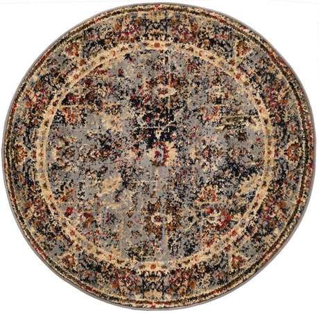 Blue 3' 1 x 3' 1 Saturn Round Area Rug Stain Resistant Easy Clean Classic Vintage Design Durable Carpet for Affordable Home Interiors for Sale at Rug Engine