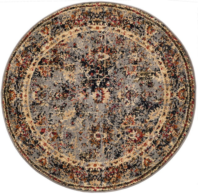 Blue 3' 1 x 3' 1 Saturn Round Area Rug Stain Resistant Easy Clean Classic Vintage Design Durable Carpet for Affordable Home Interiors for Sale at Rug Engine