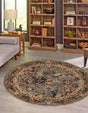 Blue 7' 1 x 7' 1 Saturn Round Area Rug Stain Resistant Easy Clean Classic Vintage Design Durable Carpet for Affordable Home Interiors for Sale at Rug Engine