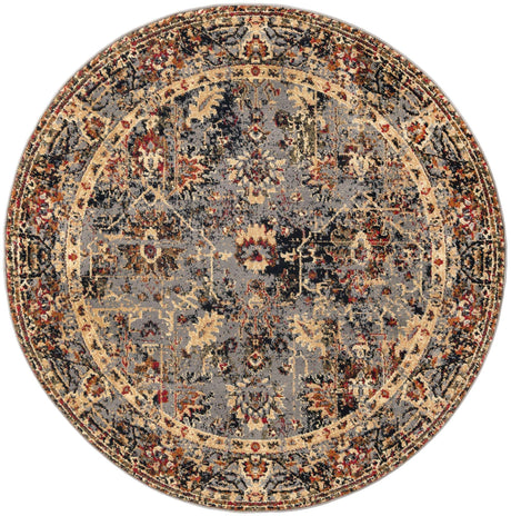 Blue 5' 3 x 5' 3 Saturn Round Area Rug Stain Resistant Easy Clean Classic Vintage Design Durable Carpet for Affordable Home Interiors for Sale at Rug Engine