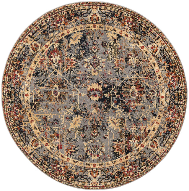 Blue 5' 3 x 5' 3 Saturn Round Area Rug Stain Resistant Easy Clean Classic Vintage Design Durable Carpet for Affordable Home Interiors for Sale at Rug Engine
