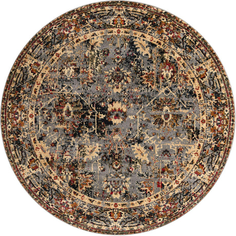 Blue 7' 1 x 7' 1 Saturn Round Area Rug Stain Resistant Easy Clean Classic Vintage Design Durable Carpet for Affordable Home Interiors for Sale at Rug Engine