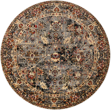 Blue 7' 10 x 7' 10 Saturn Round Area Rug Stain Resistant Easy Clean Classic Vintage Design Durable Carpet for Affordable Home Interiors for Sale at Rug Engine