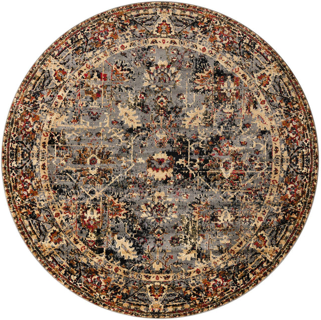 Blue 7' 10 x 7' 10 Saturn Round Area Rug Stain Resistant Easy Clean Classic Vintage Design Durable Carpet for Affordable Home Interiors for Sale at Rug Engine
