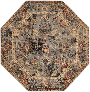 Blue 5' 3 x 5' 3 Saturn Octagon Area Rug Stain Resistant Easy Clean Classic Vintage Design Durable Carpet for Affordable Home Interiors for Sale at Rug Engine