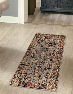 Blue 2' 2 x 12' Saturn Runner Area Rug Stain Resistant Easy Clean Classic Vintage Design Durable Carpet for Affordable Home Interiors for Sale at Rug Engine