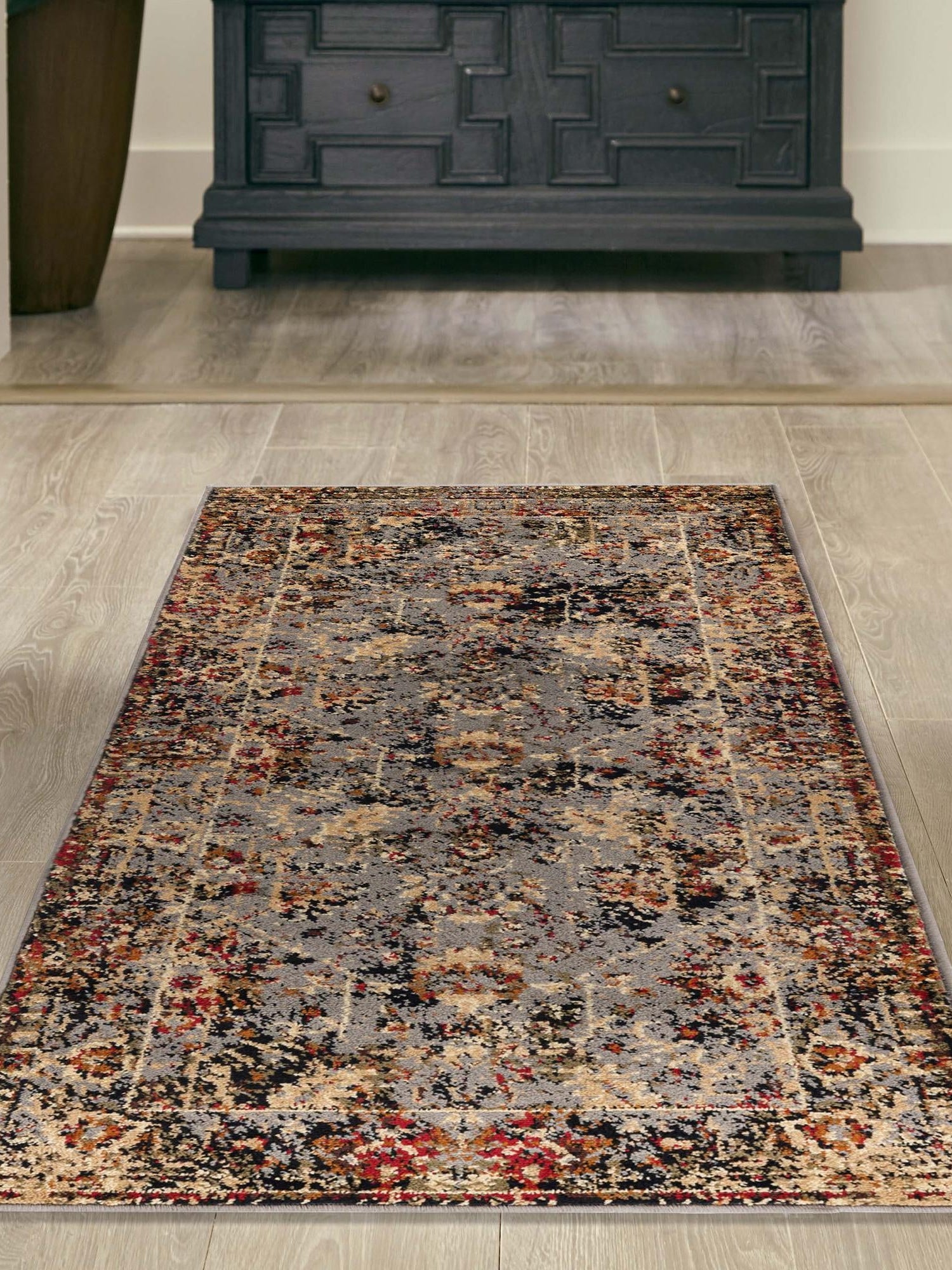 Blue 2' x 7' 1 Saturn Runner Area Rug Stain Resistant Easy Clean Classic Vintage Design Durable Carpet for Affordable Home Interiors for Sale at Rug Engine