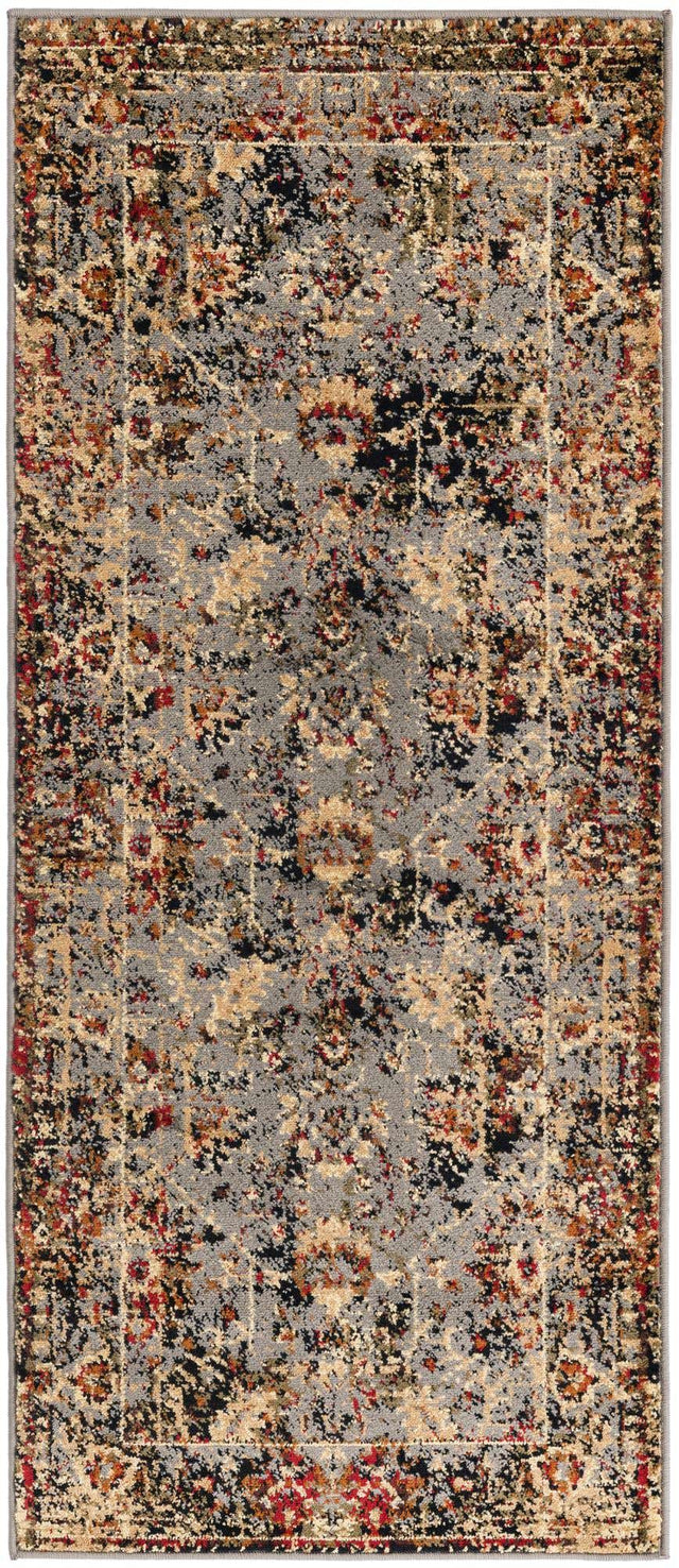 Blue 2' x 5' 1 Saturn Runner Area Rug Stain Resistant Easy Clean Classic Vintage Design Durable Carpet for Affordable Home Interiors for Sale at Rug Engine