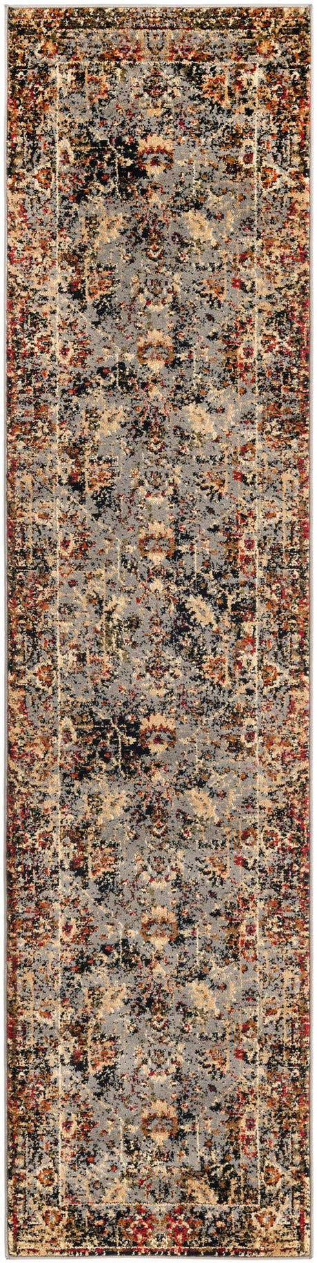 Blue 2' x 9' Saturn Runner Area Rug Stain Resistant Easy Clean Classic Vintage Design Durable Carpet for Affordable Home Interiors for Sale at Rug Engine