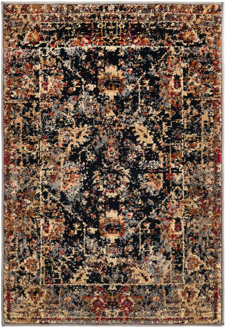 Black 2' x 3' 1 Saturn Rectangle Area Rug Stain Resistant Easy Clean Classic Vintage Design Durable Carpet for Affordable Home Interiors for Sale at Rug Engine