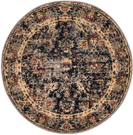 Black 3' 1 x 3' 1 Saturn Round Area Rug Stain Resistant Easy Clean Classic Vintage Design Durable Carpet for Affordable Home Interiors for Sale at Rug Engine