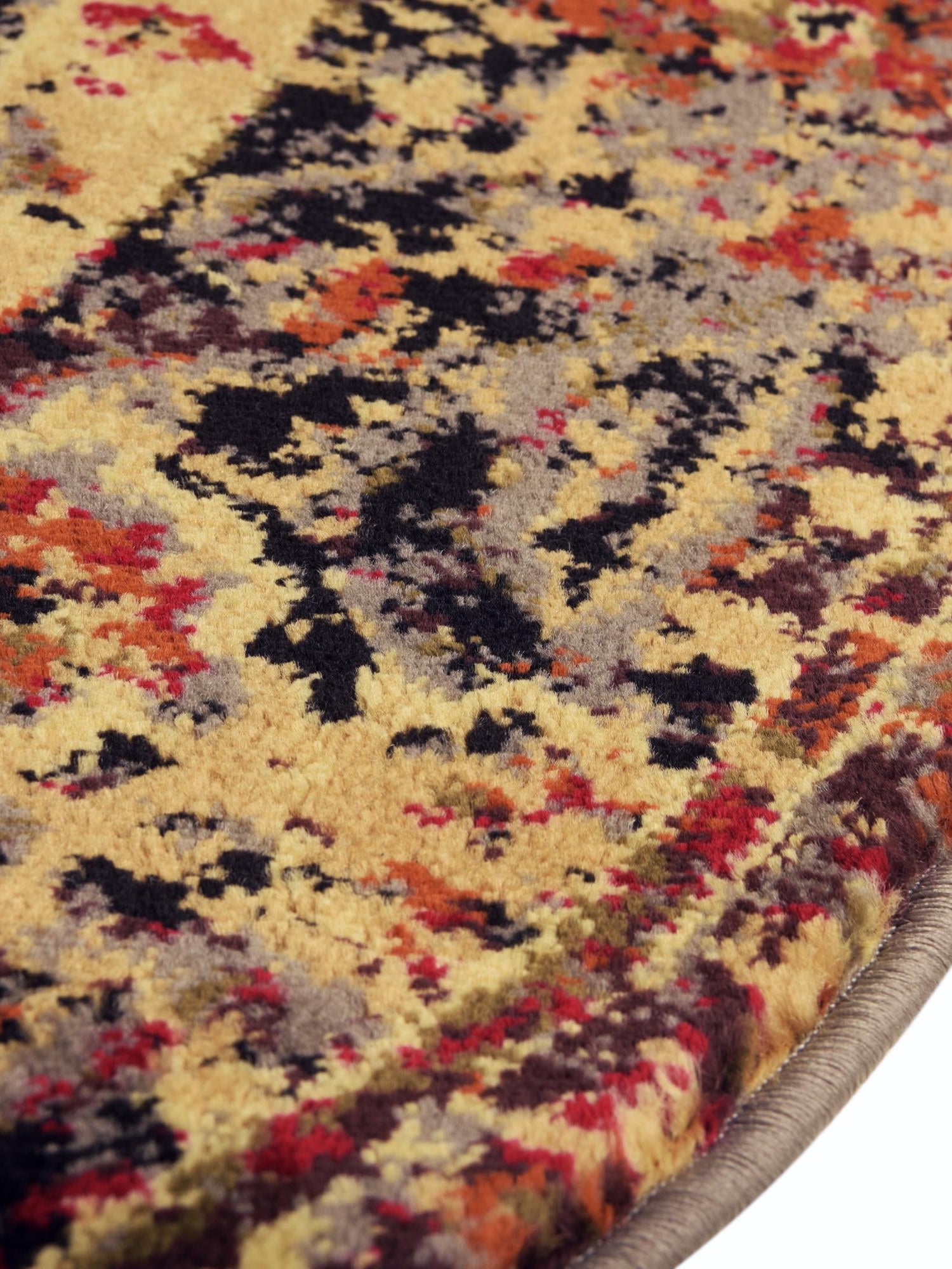 Black 7' 1 x 7' 1 Saturn Round Area Rug Stain Resistant Easy Clean Classic Vintage Design Durable Carpet for Affordable Home Interiors for Sale at Rug Engine