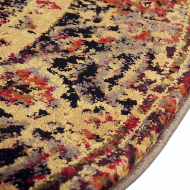 Black 3' 1 x 3' 1 Saturn Round Area Rug Stain Resistant Easy Clean Classic Vintage Design Durable Carpet for Affordable Home Interiors for Sale at Rug Engine