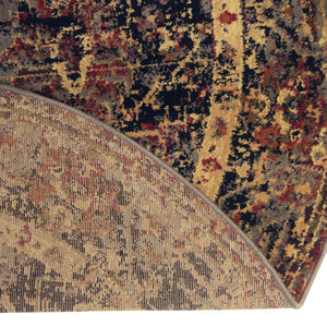 Black 5' 3 x 5' 3 Saturn Round Area Rug Stain Resistant Easy Clean Classic Vintage Design Durable Carpet for Affordable Home Interiors for Sale at Rug Engine