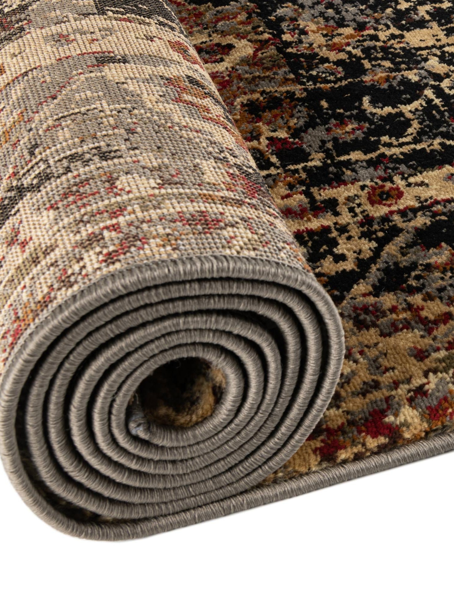 Black 5' 3 x 5' 3 Saturn Round Area Rug Stain Resistant Easy Clean Classic Vintage Design Durable Carpet for Affordable Home Interiors for Sale at Rug Engine