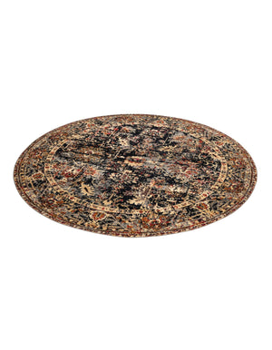 Black 7' 10 x 7' 10 Saturn Round Area Rug Stain Resistant Easy Clean Classic Vintage Design Durable Carpet for Affordable Home Interiors for Sale at Rug Engine