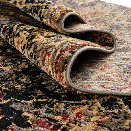 Black 3' 1 x 3' 1 Saturn Octagon Area Rug Stain Resistant Easy Clean Classic Vintage Design Durable Carpet for Affordable Home Interiors for Sale at Rug Engine
