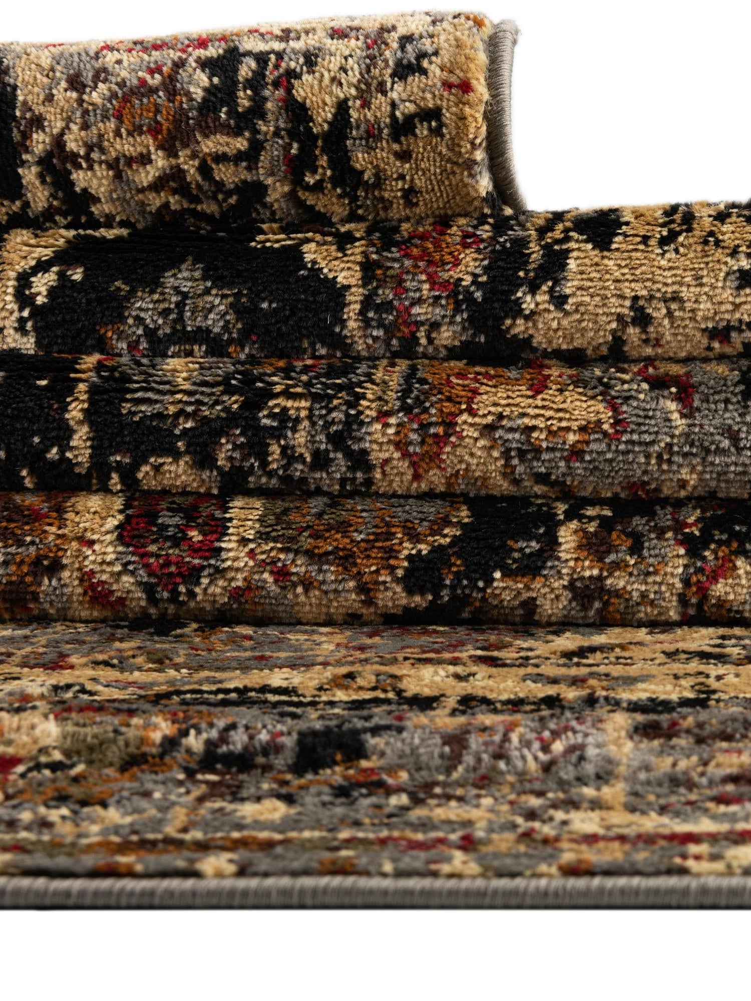 Black 7' 10 x 7' 10 Saturn Octagon Area Rug Stain Resistant Easy Clean Classic Vintage Design Durable Carpet for Affordable Home Interiors for Sale at Rug Engine