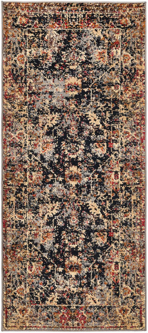 Black 2' x 5' 1 Saturn Runner Area Rug Stain Resistant Easy Clean Classic Vintage Design Durable Carpet for Affordable Home Interiors for Sale at Rug Engine