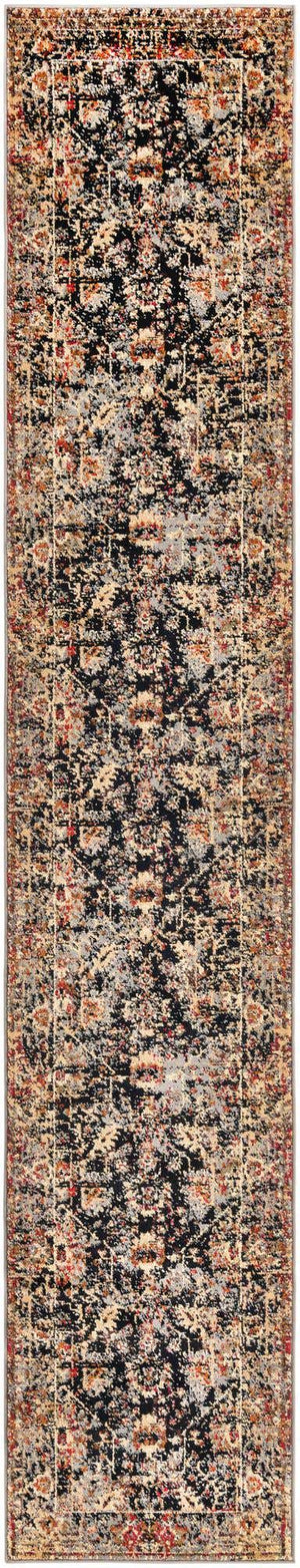 Black 2' 2 x 12' Saturn Runner Area Rug Stain Resistant Easy Clean Classic Vintage Design Durable Carpet for Affordable Home Interiors for Sale at Rug Engine