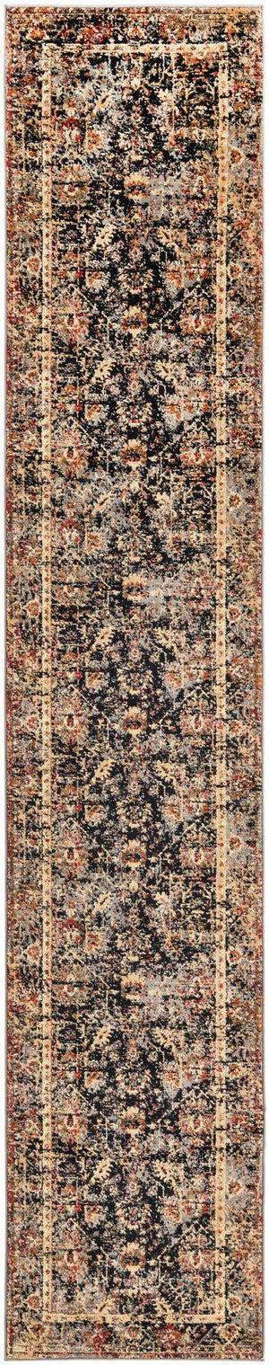 Black 2' 7 x 14' 1 Saturn Runner Area Rug Stain Resistant Easy Clean Classic Vintage Design Durable Carpet for Affordable Home Interiors for Sale at Rug Engine