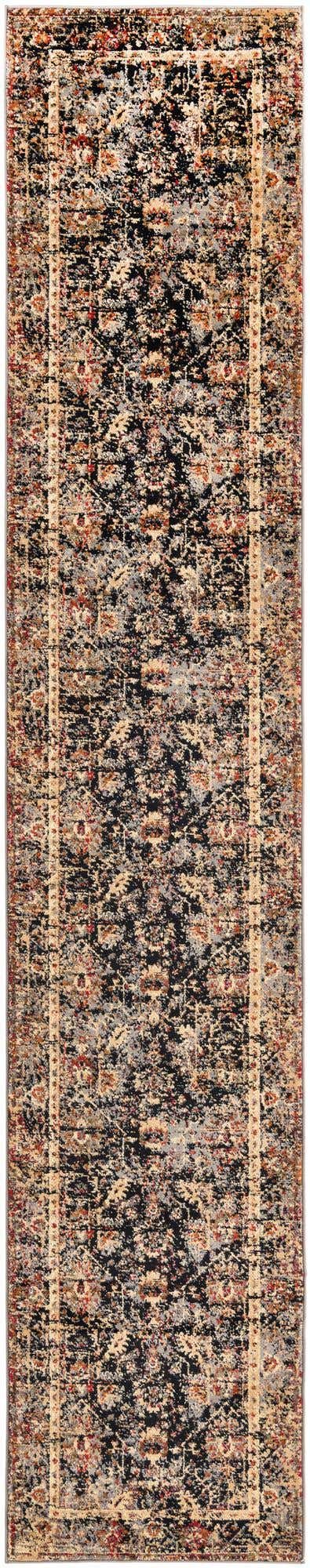 Black 2' 7 x 14' 1 Saturn Runner Area Rug Stain Resistant Easy Clean Classic Vintage Design Durable Carpet for Affordable Home Interiors for Sale at Rug Engine