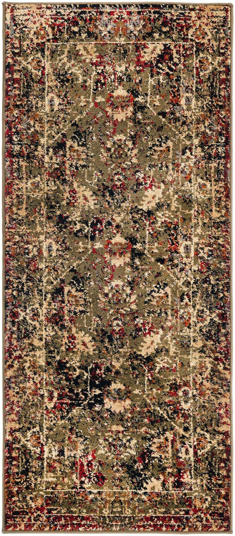 Green 2' x 5' 1 Saturn Runner Area Rug Stain Resistant Easy Clean Classic Vintage Design Durable Carpet for Affordable Home Interiors for Sale at Rug Engine