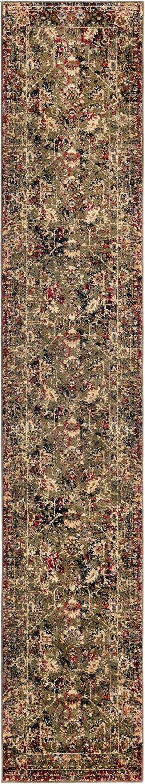 Green 2' 2 x 12' Saturn Runner Area Rug Stain Resistant Easy Clean Classic Vintage Design Durable Carpet for Affordable Home Interiors for Sale at Rug Engine