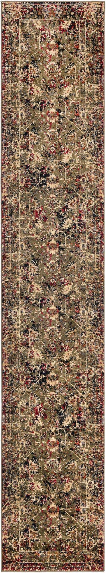 Green 2' 2 x 12' Saturn Runner Area Rug Stain Resistant Easy Clean Classic Vintage Design Durable Carpet for Affordable Home Interiors for Sale at Rug Engine