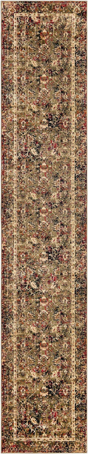 Green 2' 7 x 14' 1 Saturn Runner Area Rug Stain Resistant Easy Clean Classic Vintage Design Durable Carpet for Affordable Home Interiors for Sale at Rug Engine