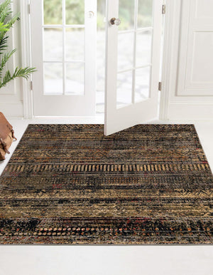 Blue 7' 10 x 7' 10 Saturn Square Area Rug Stain Resistant Easy Clean Classic Vintage Design Durable Carpet for Affordable Home Interiors for Sale at Rug Engine