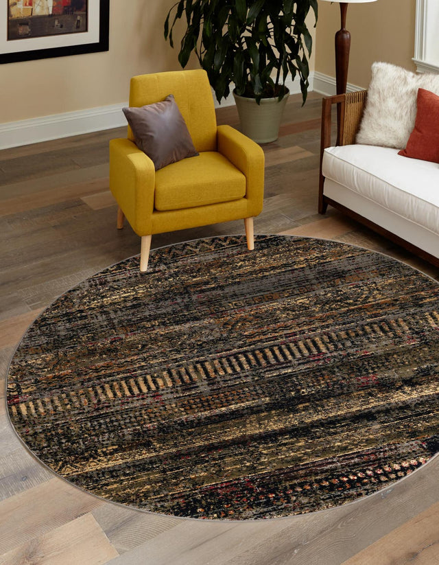 Blue 3' 1 x 3' 1 Saturn Round Area Rug Stain Resistant Easy Clean Classic Vintage Design Durable Carpet for Affordable Home Interiors for Sale at Rug Engine