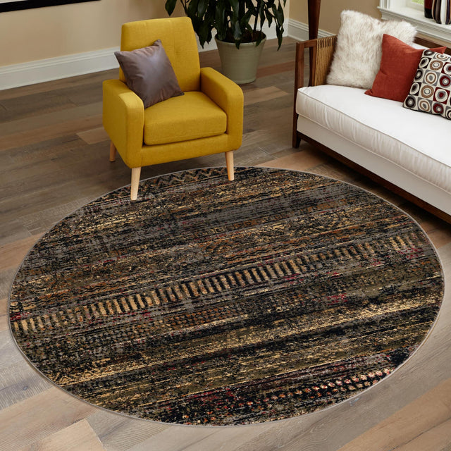 Blue 3' 1 x 3' 1 Saturn Round Area Rug Stain Resistant Easy Clean Classic Vintage Design Durable Carpet for Affordable Home Interiors for Sale at Rug Engine