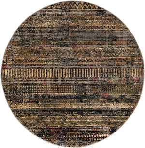 Blue 5' 3 x 5' 3 Saturn Round Area Rug Stain Resistant Easy Clean Classic Vintage Design Durable Carpet for Affordable Home Interiors for Sale at Rug Engine